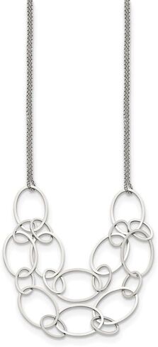 Stainless Steel Polished Oval Link 2-Strand with 1.5 inch Extension Rolo Chain Necklace 19" in Saudi Arabia