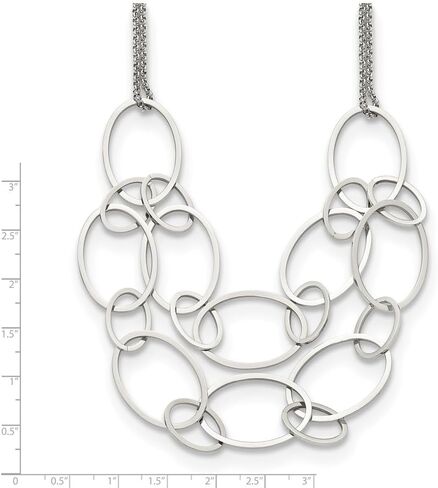 Stainless Steel Polished Oval Link 2-Strand with 1.5 inch Extension Rolo Chain Necklace 19" in Saudi Arabia