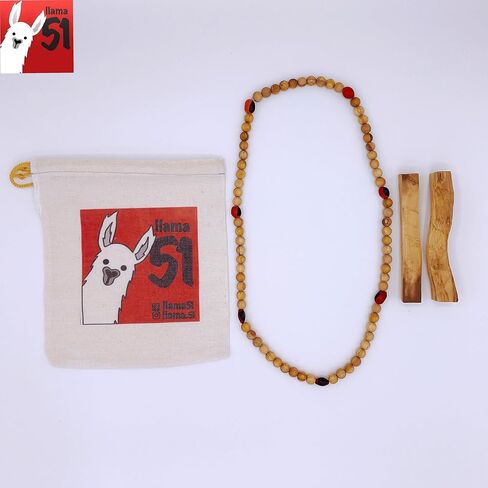 Palo Santo Necklace with Huayruro Seeds + 2 Smudging Sticks – Handmade in Peru, Highly Aromatic, Sustainable & Spiritually Cleansing – Wellness Protection Gift with 100% Cotton Bag in Saudi Arabia