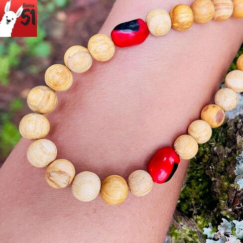 Palo Santo Necklace with Huayruro Seeds + 2 Smudging Sticks – Handmade in Peru, Highly Aromatic, Sustainable & Spiritually Cleansing – Wellness Protection Gift with 100% Cotton Bag in Saudi Arabia