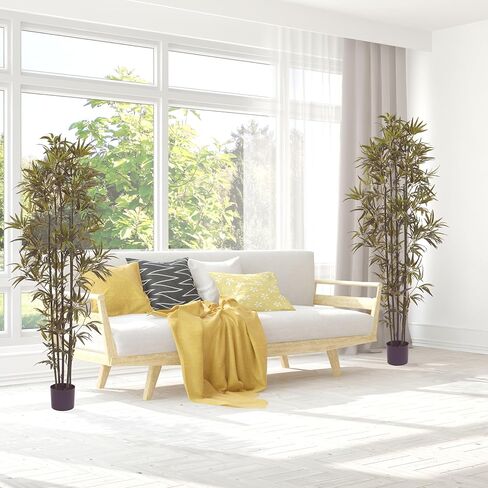 شجرة خيزران صناعية - نبات صناعي بوعاء 72 انش مع جذوع سوداء واوراق ذات ملمس طبيعي - ديكور داخلي واقعي للمنزل او المكتب من بيورغاردن in Kuwait