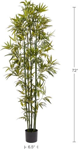 شجرة خيزران صناعية - نبات صناعي بوعاء 72 انش مع جذوع سوداء واوراق ذات ملمس طبيعي - ديكور داخلي واقعي للمنزل او المكتب من بيورغاردن in Kuwait