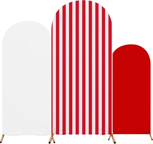 Christmas Arch Backdrop Cover Set of 3 Striped Arch Covers Spandex Stretch Backdrop Stand 4ft, 5ft, 6ft for Xmas Birthday Banquet Ceremony Decoration(Red) in Saudi Arabia
