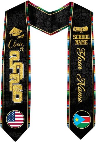 Sudan Graduation Stole, Custom Sudan American Flag Graduation Sash, Sudan Stole, Sudan Sash in Saudi Arabia