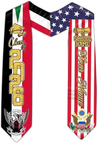 Sudan Graduation Stole, Custom Sudan American Flag Graduation Sash, Sudan Stole, Sudan Sash in Saudi Arabia