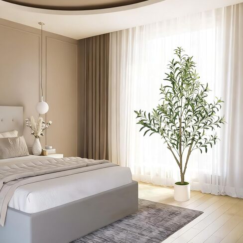 أشجار زيتون تيمو صناعية داخلية بطول 5 أقدام شجرة زيتون وهمية مع زارع أبيض، نباتات صناعية شجرة صناعية داخلية بأوراق واقعية وفواكه نابضة بالحياة، نبات وهمي لديكور المنزل والمكتب in Kuwait