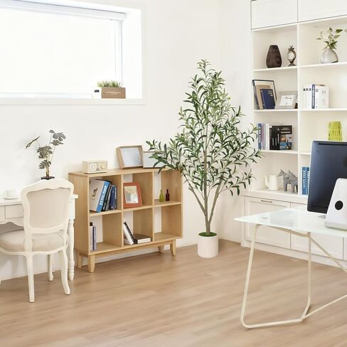 أشجار زيتون تيمو صناعية داخلية بطول 5 أقدام شجرة زيتون وهمية مع زارع أبيض، نباتات صناعية شجرة صناعية داخلية بأوراق واقعية وفواكه نابضة بالحياة، نبات وهمي لديكور المنزل والمكتب in Kuwait