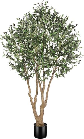 شجرة زيتون صناعية بطول 7 أقدام - أشجار زيتون صناعية داخلية مع فروع زيتون كبيرة وفواكه واقعية - شجرة زيتون وهمية بقاعدة قوية - شجرة زيتون بطول 7 أقدام لديكور المنزل والمكتب الحديث in Kuwait