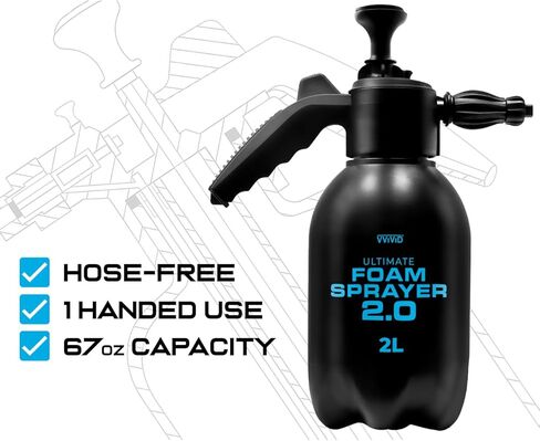 VViViViViD Ultimate Foam Sprayer 2.0، زجاجة رذاذ احترافية متميزة بسعة 67 أونصة (2 لتر) لتنظيف السيارة والغسيل والاستخدام المنزلي والبستنة، رذاذ كامل يعمل بالضغط وبخاخ مضخة in Saudi Arabia