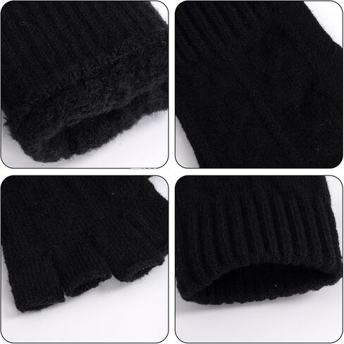 choyaxo 2 Pairs Fingerless Gloves for Women Winter Warm Knitted Wool Gloves Stretchy Heated Half Finger Mittens for Typing in Saudi Arabia