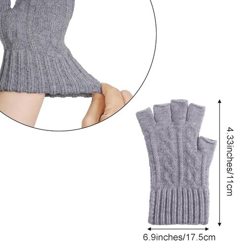 choyaxo 2 Pairs Fingerless Gloves for Women Winter Warm Knitted Wool Gloves Stretchy Heated Half Finger Mittens for Typing in Saudi Arabia