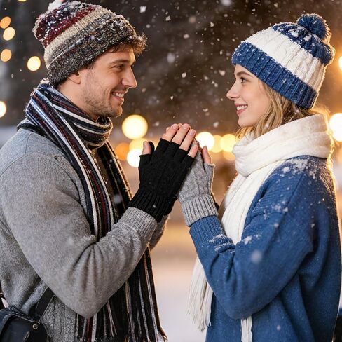 choyaxo 2 Pairs Fingerless Gloves for Women Winter Warm Knitted Wool Gloves Stretchy Heated Half Finger Mittens for Typing in Saudi Arabia