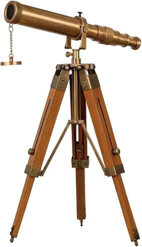 Vintage Brass Telescope with Wooden Tripod | Nautical Décor Antique Maritime Spyglass | Home & Office Display in Saudi Arabia