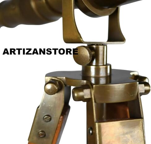 Vintage Brass Telescope with Wooden Tripod | Nautical Décor Antique Maritime Spyglass | Home & Office Display in Saudi Arabia