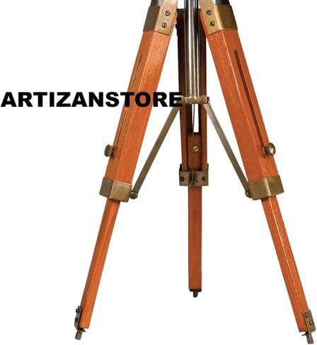 Vintage Brass Telescope with Wooden Tripod | Nautical Décor Antique Maritime Spyglass | Home & Office Display in Saudi Arabia