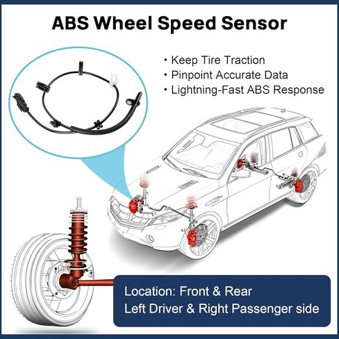 مستشعر سرعة العجلات الخلفية ABS يسار يمين بديل لـ 2009-2017 Chevy Traverse، 2007-2017 GMC Acadia، 2008-2017 Buick Enclave، 2007-2010 Saturn Outlook، مستشعرات ABS من جانب السائق أو الركاب، ALS1754 in Saudi Arabia