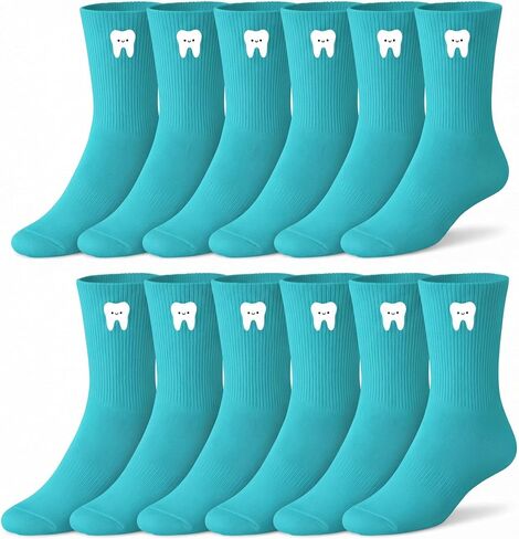12 Pairs Dental Teeth Socks Dentist Gifts for Women Men Cute Teal Socks for Dental Assistant Recognition Week Dentist Office Must Haves in Saudi Arabia