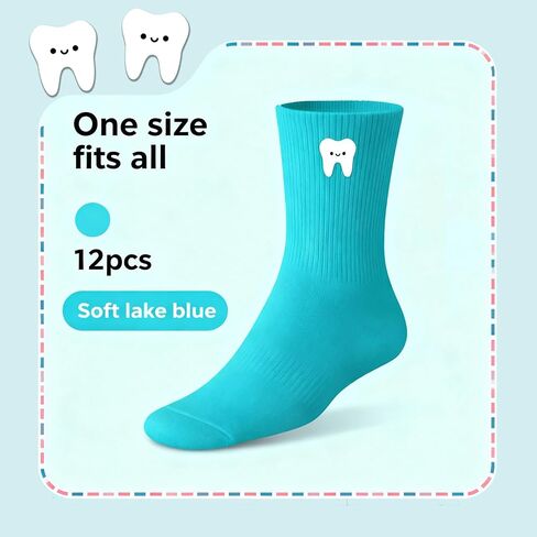 12 Pairs Dental Teeth Socks Dentist Gifts for Women Men Cute Teal Socks for Dental Assistant Recognition Week Dentist Office Must Haves in Saudi Arabia