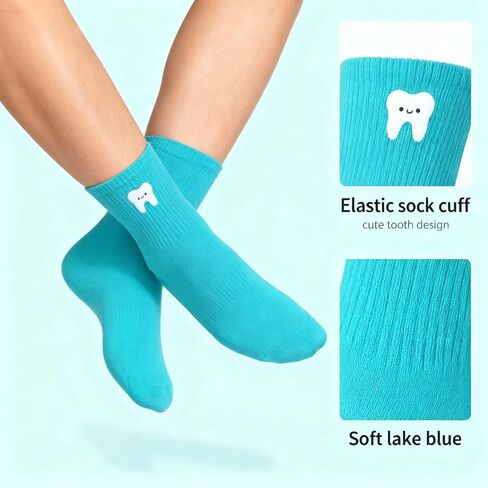 12 Pairs Dental Teeth Socks Dentist Gifts for Women Men Cute Teal Socks for Dental Assistant Recognition Week Dentist Office Must Haves in Saudi Arabia