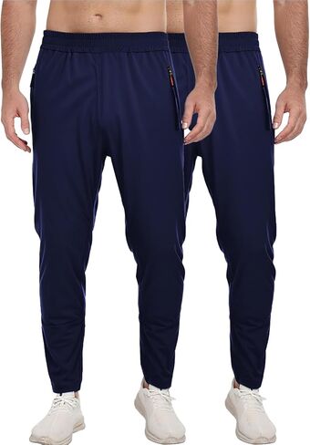 2 Pack Mens Sweatpants with Zipper Pockets Athletic Track Pants for Men Joggers Running Workout Gym in Saudi Arabia