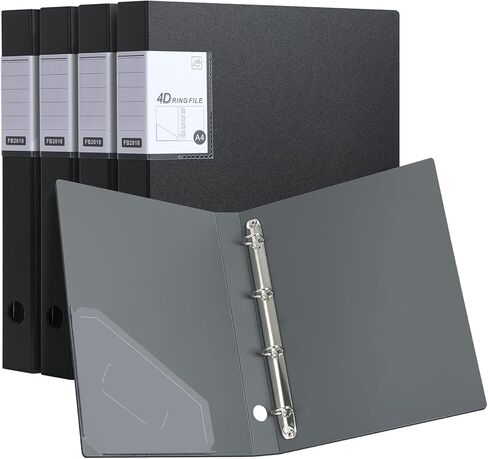 3 مجلدات حلقية، 4 عبوات على شكل حرف D مقاس A4 للمدرسة والمكتب (أسود) in Kuwait