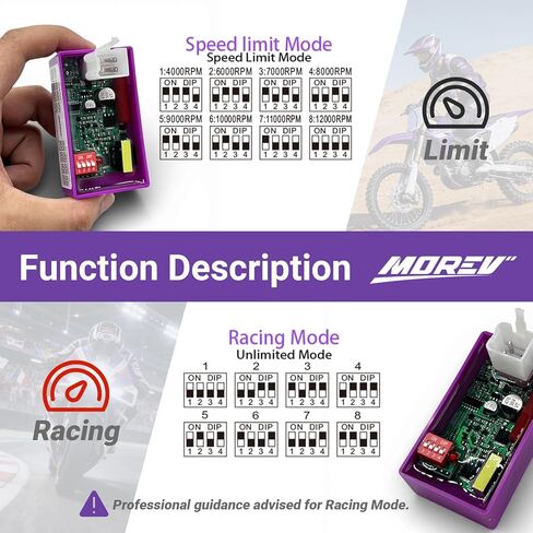 Adjustable 4 Pin DC CDI Box with DIP Switch Rev Limiter (4000-12000 RPM), Racing Ignition Unit for TaoTao Kazuma SunL Roketa Baja 50cc 70cc 90cc 110cc 125cc ATV Dirt Bike Scooter Go Kart in Saudi Arabia