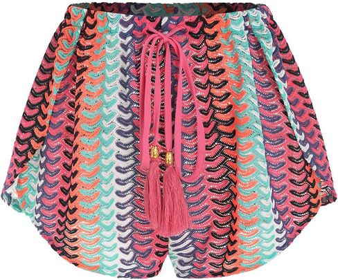 ZAFUL Crochet Cover Up Shorts for Women Beach Swimwear 2026 Boho High Waisted Drawstring Flowy Swim Bottom in Kuwait