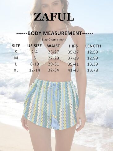 ZAFUL Crochet Cover Up Shorts for Women Beach Swimwear 2026 Boho High Waisted Drawstring Flowy Swim Bottom in Kuwait