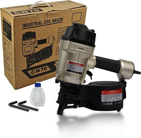 YUGO CN70 15°Pneumatic Coil Siding Nailer – Air-Powered Nail Gun for Pallets, Fencing, Decking, Siding, Framing, Wood Packaging & General Construction CN70 in Saudi Arabia