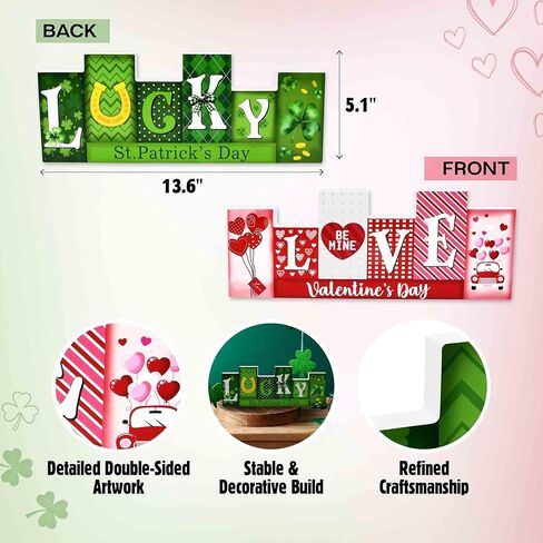 St. Patrick’s Day Wooden Tabletop Décor Lucky Sign, Saint Patty's Irish Shamrock Table Shelf Desck Centerpiece Home Decorations in Saudi Arabia