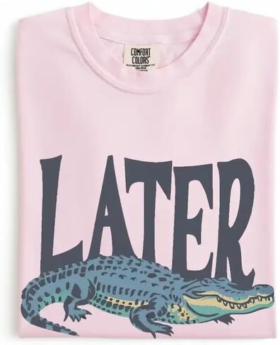 Later Gator Vintage 90s T-Shirt- Soft Comfort Colors Shirt with Playful Retro Alligator Graphic-T Shirt Ideal for Men & Women in Kuwait