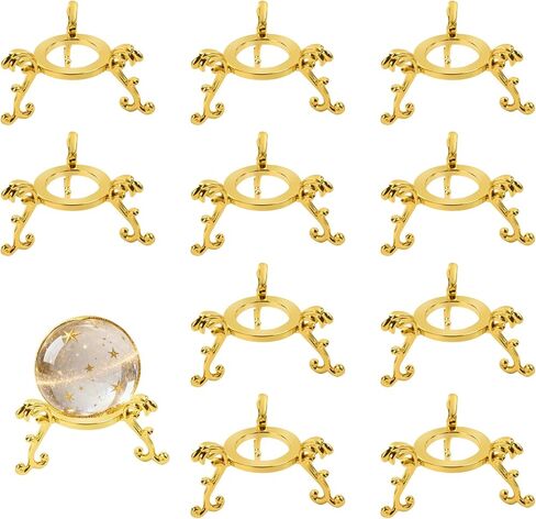 Dirvcp 10 قطع من حوامل كرات الكريستال الذهبية، حامل عرض كروي ذهبي لكرات كريستال 40 مم - 80 مم، حامل عرض من الزجاج والحجر الطبيعي، منظم الصخور المزخرف in Kuwait