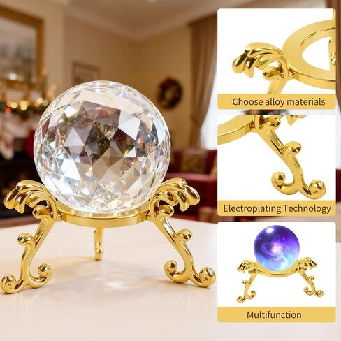 Dirvcp 10 قطع من حوامل كرات الكريستال الذهبية، حامل عرض كروي ذهبي لكرات كريستال 40 مم - 80 مم، حامل عرض من الزجاج والحجر الطبيعي، منظم الصخور المزخرف in Kuwait