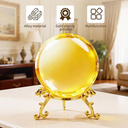 Dirvcp 10 قطع من حوامل كرات الكريستال الذهبية، حامل عرض كروي ذهبي لكرات كريستال 40 مم - 80 مم، حامل عرض من الزجاج والحجر الطبيعي، منظم الصخور المزخرف in Kuwait