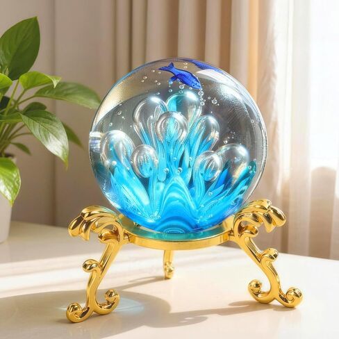 Dirvcp 10 قطع من حوامل كرات الكريستال الذهبية، حامل عرض كروي ذهبي لكرات كريستال 40 مم - 80 مم، حامل عرض من الزجاج والحجر الطبيعي، منظم الصخور المزخرف in Kuwait