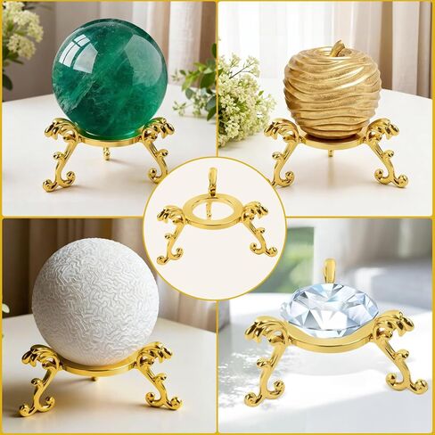 Dirvcp 10 قطع من حوامل كرات الكريستال الذهبية، حامل عرض كروي ذهبي لكرات كريستال 40 مم - 80 مم، حامل عرض من الزجاج والحجر الطبيعي، منظم الصخور المزخرف in Kuwait