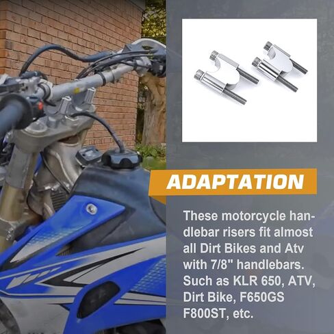 Silver 7/8" Handlebar Risers 30mm Height Mount Clamp Kit Compatible with Motorcycle ATV Kawasaki Honda Suzuki Yamaha Dirt Bike in Kuwait