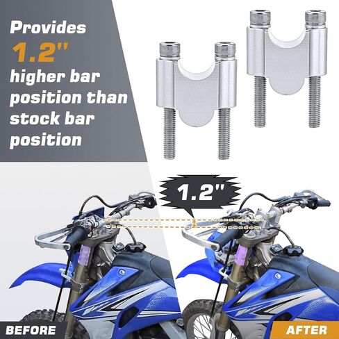 Silver 7/8" Handlebar Risers 30mm Height Mount Clamp Kit Compatible with Motorcycle ATV Kawasaki Honda Suzuki Yamaha Dirt Bike in Kuwait