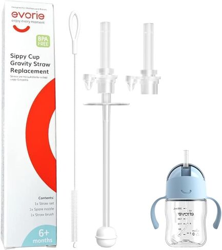 شفاطة بديلة ذات وزن 360 درجة من إيفوري لكوب الشرب بسعة 7 أونصة، تتضمن فرشاة تنظيف المصاصة وفوهة احتياطية (عبوة من قطعة واحدة) in Kuwait