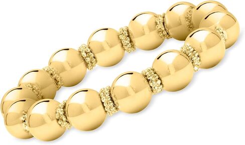 Ross-Simons Italian 12mm 14kt Yellow Gold-Plated Bead Stretch Bracelet in Saudi Arabia