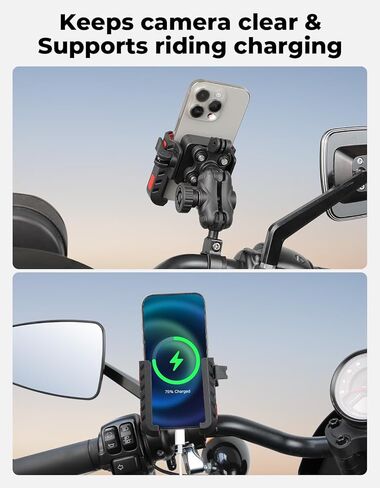 حامل هاتف KEMIMOTO للدراجات النارية مع مضاد للسرقة، مضاد للاهتزاز، تشغيل بيد واحدة 360 درجة قابل للتعديل لدراجة نارية ATV سكوتر عربة جولف تناسب الهاتف المحمول 4.7"-7.2" in Saudi Arabia