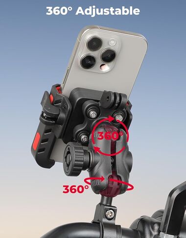 حامل هاتف KEMIMOTO للدراجات النارية مع مضاد للسرقة، مضاد للاهتزاز، تشغيل بيد واحدة 360 درجة قابل للتعديل لدراجة نارية ATV سكوتر عربة جولف تناسب الهاتف المحمول 4.7"-7.2" in Saudi Arabia