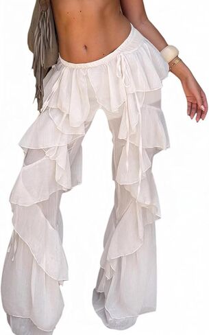 سراويل نسائية شبكية مكشكشة مثيرة مضيئة للشاطئ، سراويل شفافة للخروج من أجل حفلة حمام السباحة، مهرجان عطلة الهذيان in Kuwait