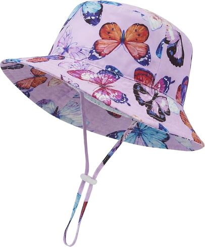 Baby Sun Hat Kids Summer UPF 50+ Toddler Bucket Hat Wide Brim Adjustable Beach Hats for Boys Girls Age 0-6 Years in Saudi Arabia