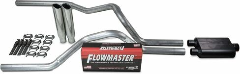 مجموعات عادم الشاحنات - نظام العادم المزدوج Shop Line 2.5 AL الأنابيب Flowmaster 40 2.5 بوصة مشبك حافة ملفوفة مصقولة على الطرف in Saudi Arabia