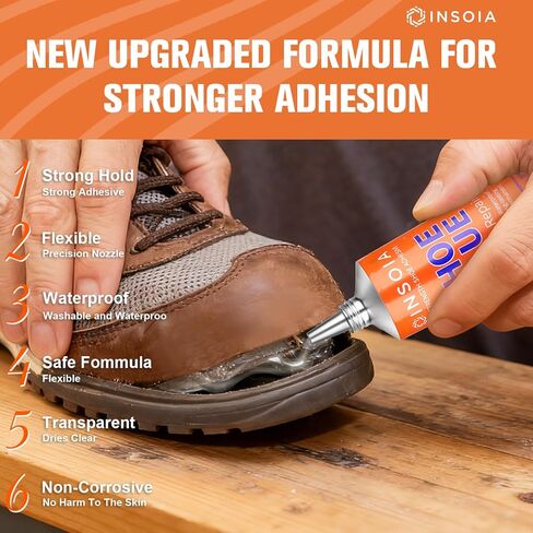 طقم إصلاح نعل غراء الأحذية 29.5 مل × 2، لاصق أحذية شفاف شديد التحمل، مقاوم للماء، مرن، للأحذية الرياضية، والأحذية طويلة الرقبة، والجلود، والمطاط، والقماش، والكعب، والرقعة والمزيد - يجف الأسمنت في غضون 24 ساعة in Kuwait