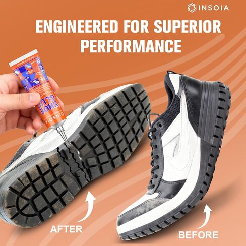 طقم إصلاح نعل غراء الأحذية 29.5 مل × 2، لاصق أحذية شفاف شديد التحمل، مقاوم للماء، مرن، للأحذية الرياضية، والأحذية طويلة الرقبة، والجلود، والمطاط، والقماش، والكعب، والرقعة والمزيد - يجف الأسمنت في غضون 24 ساعة in Kuwait