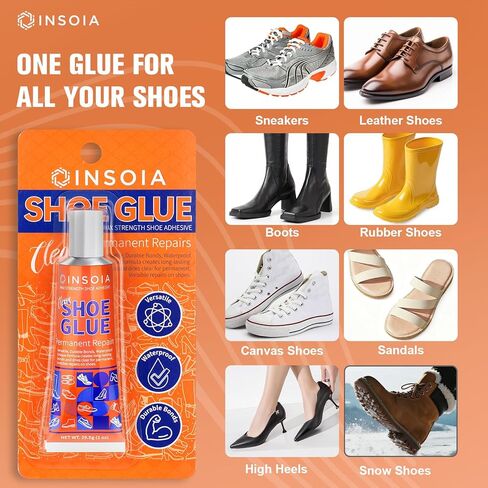 طقم إصلاح نعل غراء الأحذية 29.5 مل × 2، لاصق أحذية شفاف شديد التحمل، مقاوم للماء، مرن، للأحذية الرياضية، والأحذية طويلة الرقبة، والجلود، والمطاط، والقماش، والكعب، والرقعة والمزيد - يجف الأسمنت في غضون 24 ساعة in Kuwait