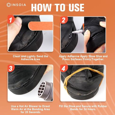 طقم إصلاح نعل غراء الأحذية 29.5 مل × 2، لاصق أحذية شفاف شديد التحمل، مقاوم للماء، مرن، للأحذية الرياضية، والأحذية طويلة الرقبة، والجلود، والمطاط، والقماش، والكعب، والرقعة والمزيد - يجف الأسمنت في غضون 24 ساعة in Kuwait