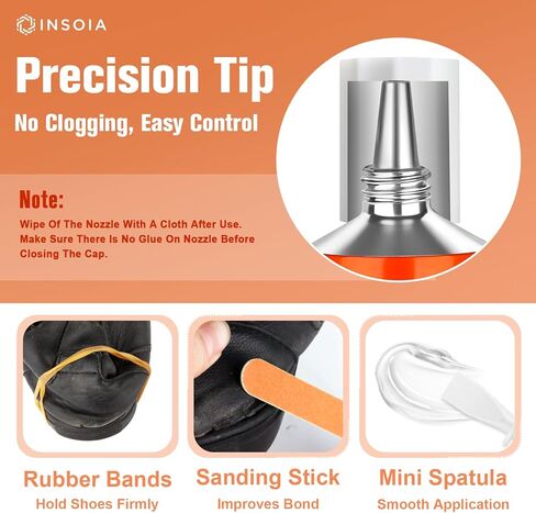 طقم إصلاح نعل غراء الأحذية 29.5 مل × 2، لاصق أحذية شفاف شديد التحمل، مقاوم للماء، مرن، للأحذية الرياضية، والأحذية طويلة الرقبة، والجلود، والمطاط، والقماش، والكعب، والرقعة والمزيد - يجف الأسمنت في غضون 24 ساعة in Kuwait
